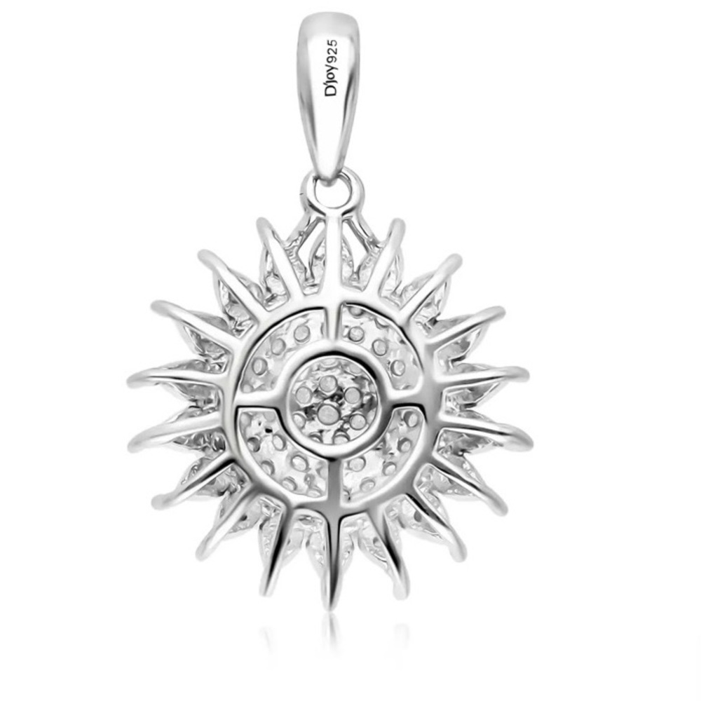 NWT Diamond Sunburst Pendant in Platinum over .925 Sterling Silver .50 carat!!! - Picture 4 of 10